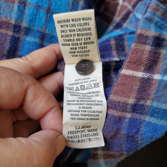 L.L.Bean Women's M Scotch Plaid Flannel Shirt Full Zip Hoodie Warm Relaxed Fit - Picture 10 of 15